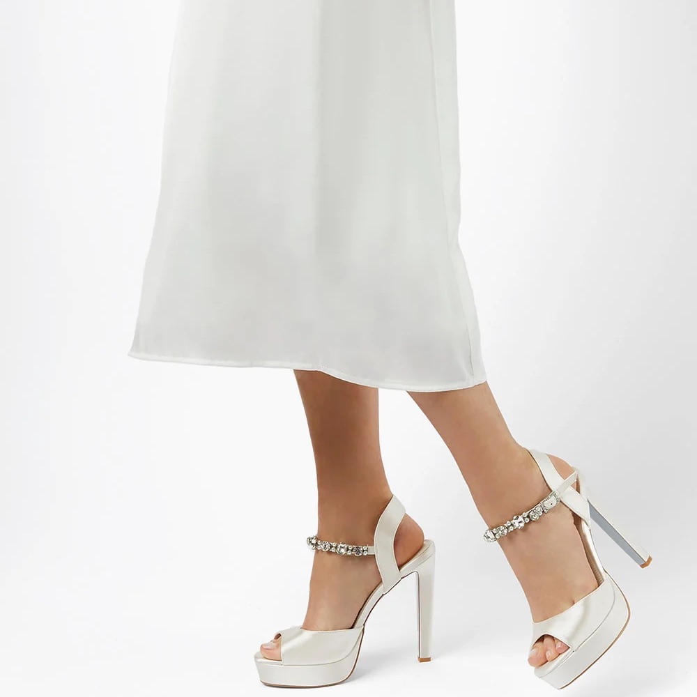 Nwt Dune London Miracle Ivory Crystal Embellished Platform Wedding Shoes